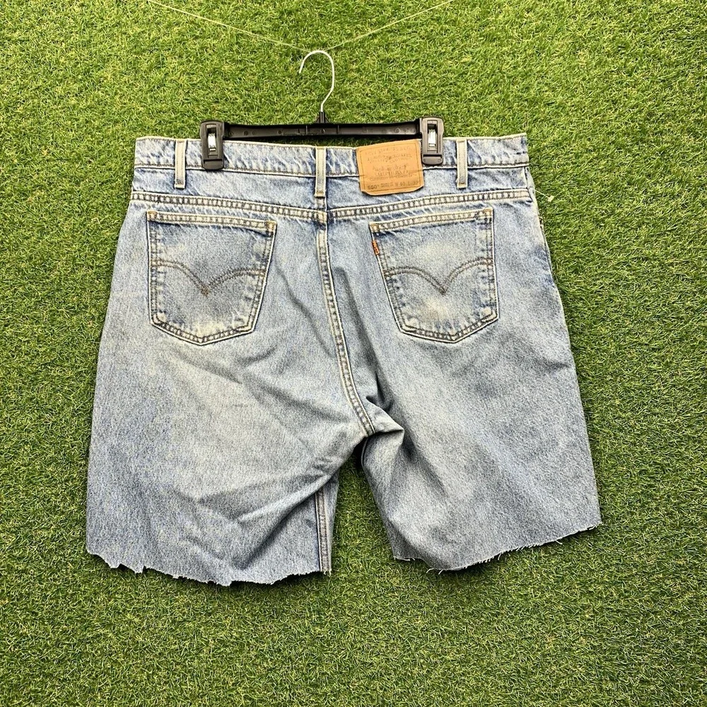 Levis 550 Jean Shorts Mens 40 x8 Orange Tab Relaxed Fit Wide Leg Baggy Y2K Light